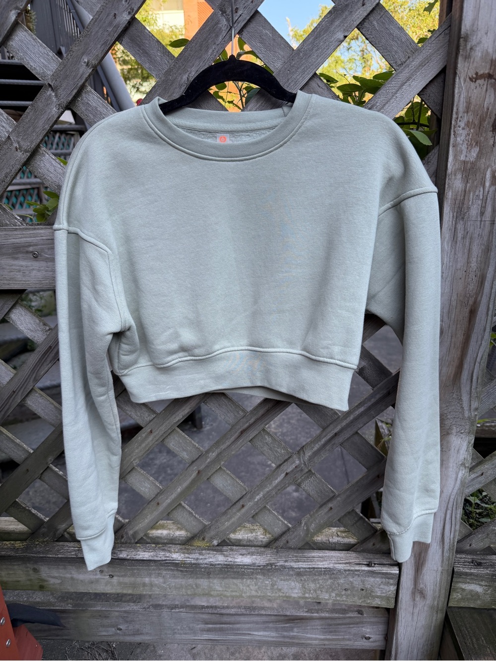 Mono B Light Sage Cropped Crewneck Sweatshirt